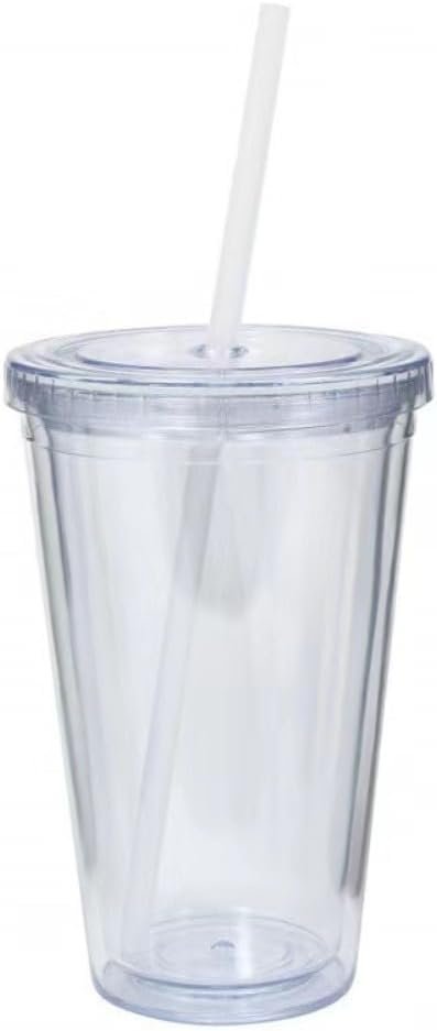 Water Bottle, 650ml Ice Coffee Cups, Clear Tumblers with Lid and Straw